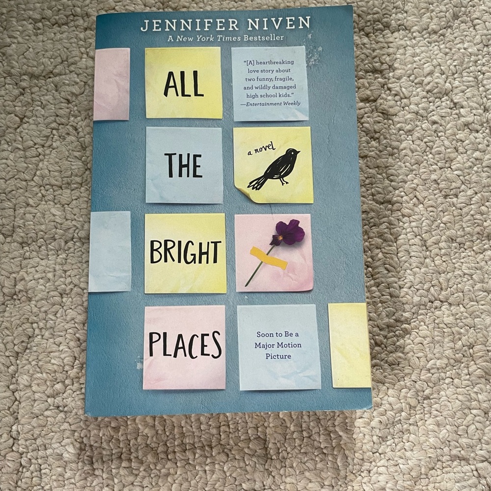 All the Bright Places by Jennifer Niven - Blue Cover with Pastel Notes